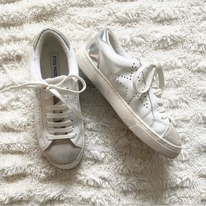 Steve Madden White Sneakers. Intensional Distressing. Size 8.
